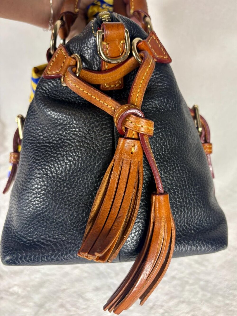Dooney & Bourke Bristol Satchel in Black with Matching Attached Pouch and Scarf - Picture 4 of 15